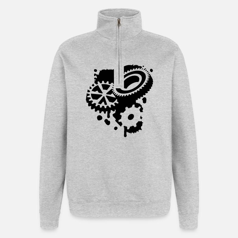 Drei Zahnräder als Graffiti - Quarter-Zip-Sweatshirt - Grau meliert
