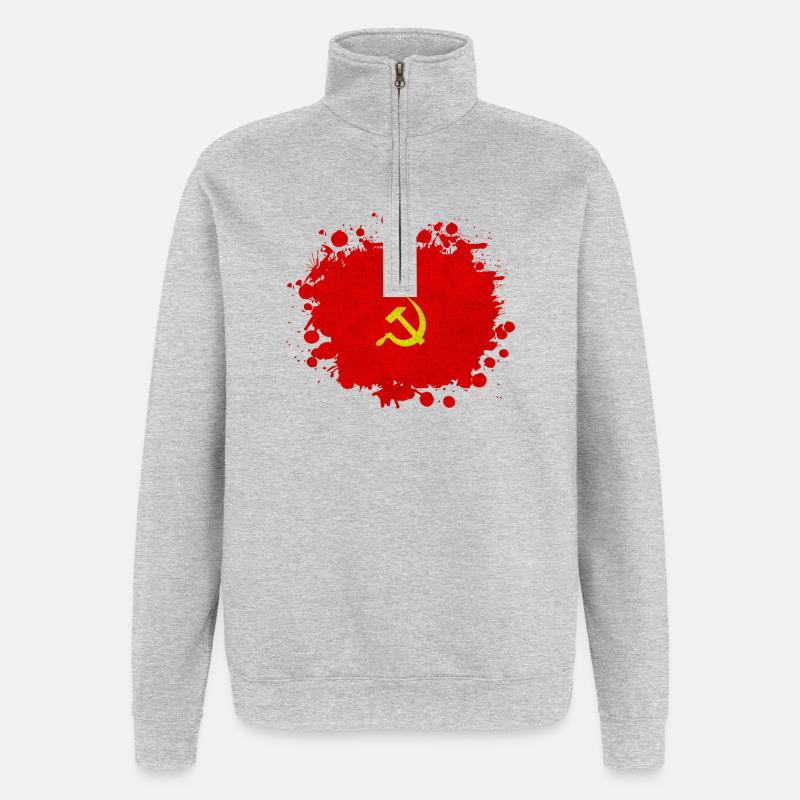 UdSSR Klecks / Sowjetunion Geschenk Kommunismus - Quarter-Zip-Sweatshirt - Grau meliert