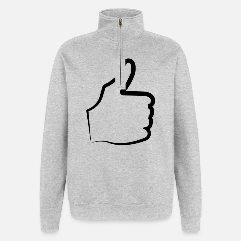 Pouce levé - Sweat à zip 1/4 - gris chiné