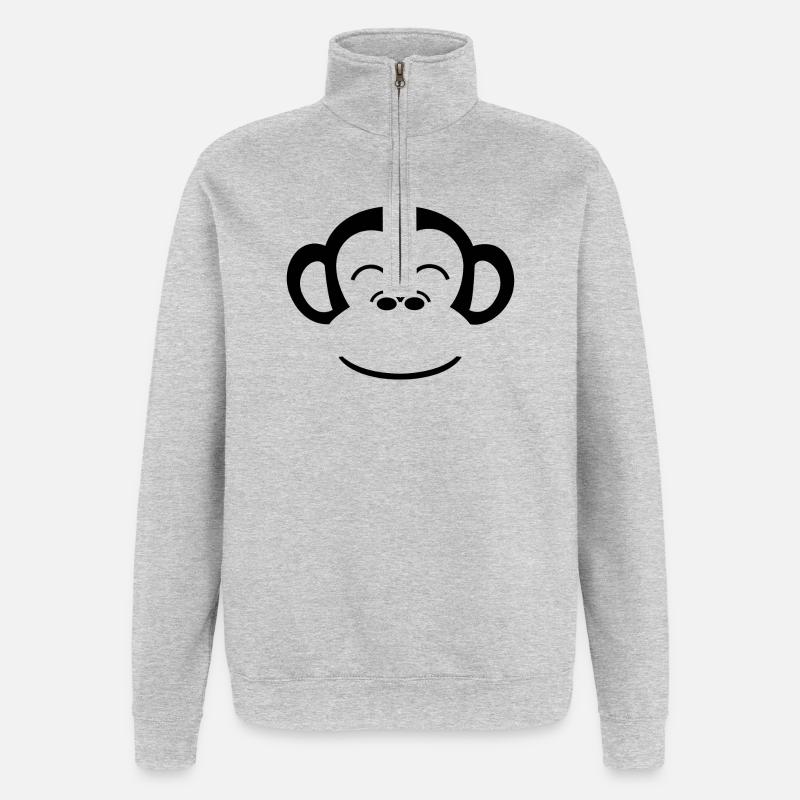 Affe Schimpanse Affengesicht Gorilla Menschenaffe - Quarter-Zip-Sweatshirt - Grau meliert