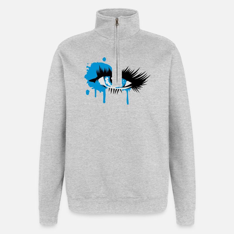 farbiges Auge mit langen Wimpern - Quarter-Zip-Sweatshirt - Grau meliert