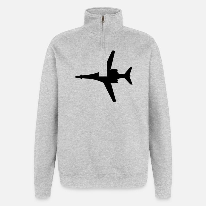 B-1B - Quarter-Zip-Sweatshirt - Grau meliert