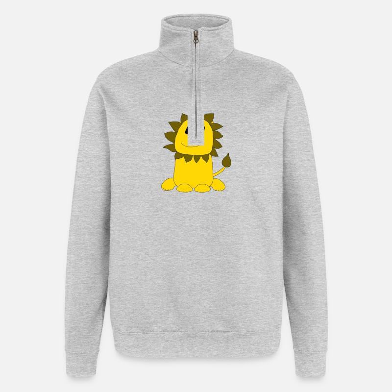 Lustiger Löwe Leo - Quarter-Zip-Sweatshirt - Grau meliert