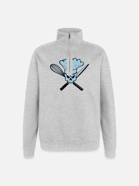 Koch Pirat oder Rebell Totenkopf - Quarter-Zip-Sweatshirt - Grau meliert