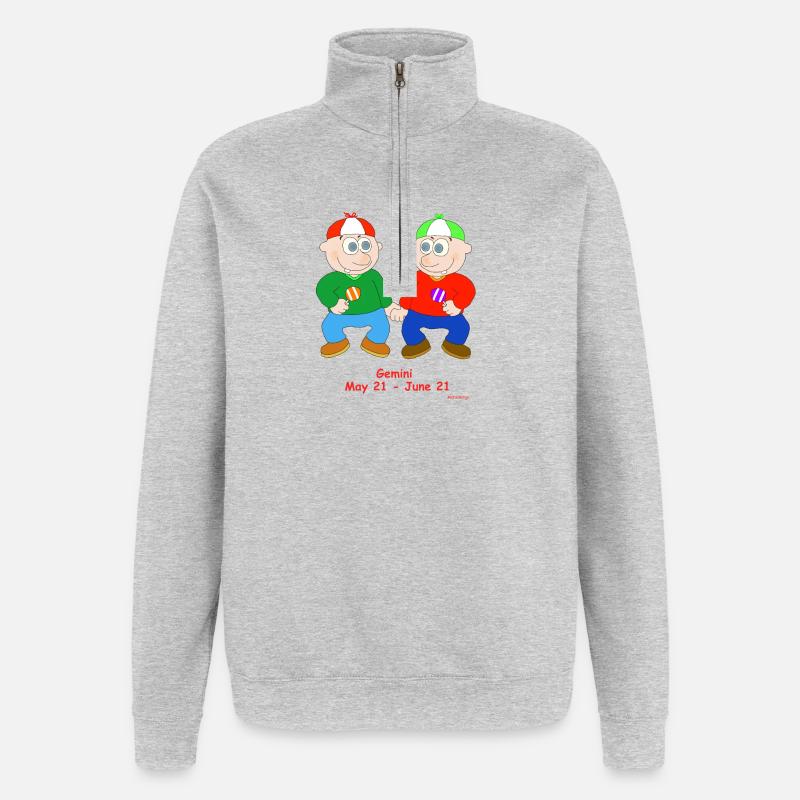 Lustige Zwillinge Sternzeichen - Quarter-Zip-Sweatshirt - Grau meliert
