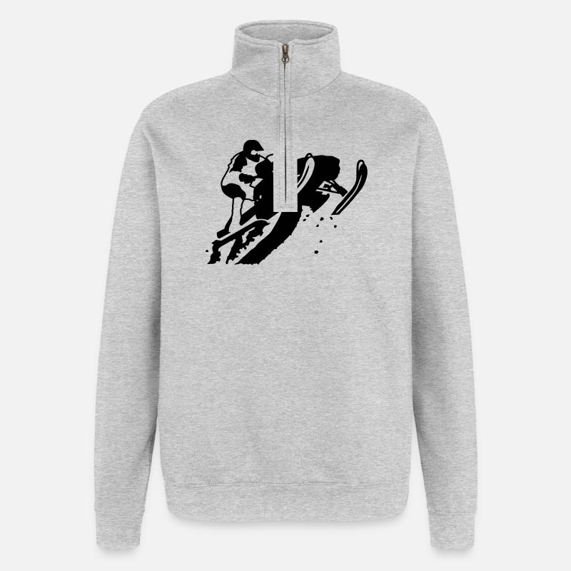 snowmobile - Quarter-Zip-Sweatshirt - Grau meliert