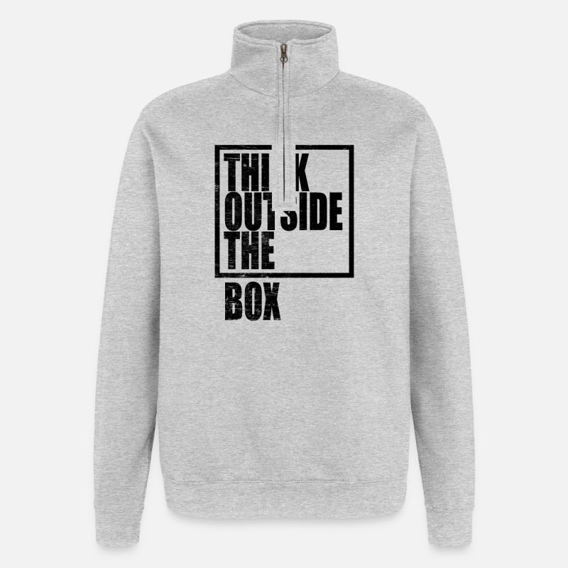 Think Outside The Box / Design Thinking - Quarter-Zip-Sweatshirt - Grau meliert