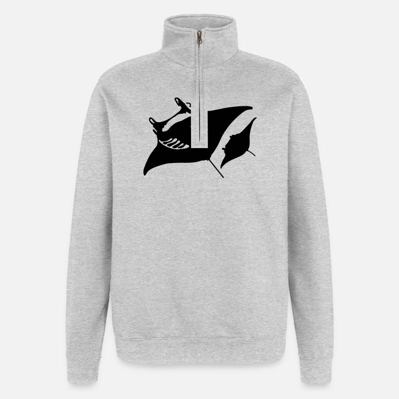 Teufelsrochen - Quarter-Zip-Sweatshirt - Grau meliert