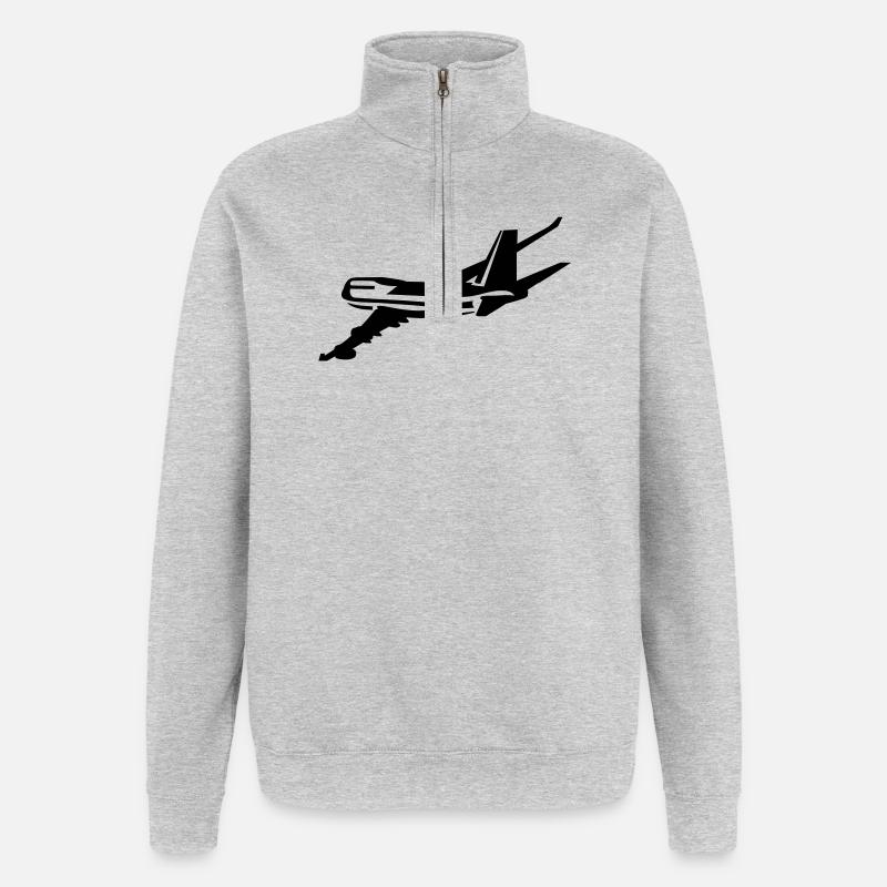 Passagierflugzeug - Quarter-Zip-Sweatshirt - Grau meliert