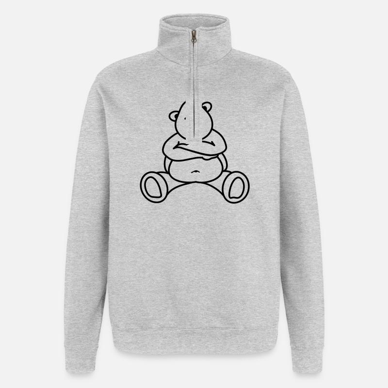 Evil Bear / Teddy pouts - Quarter-Zip Sweatshirt - heather grey