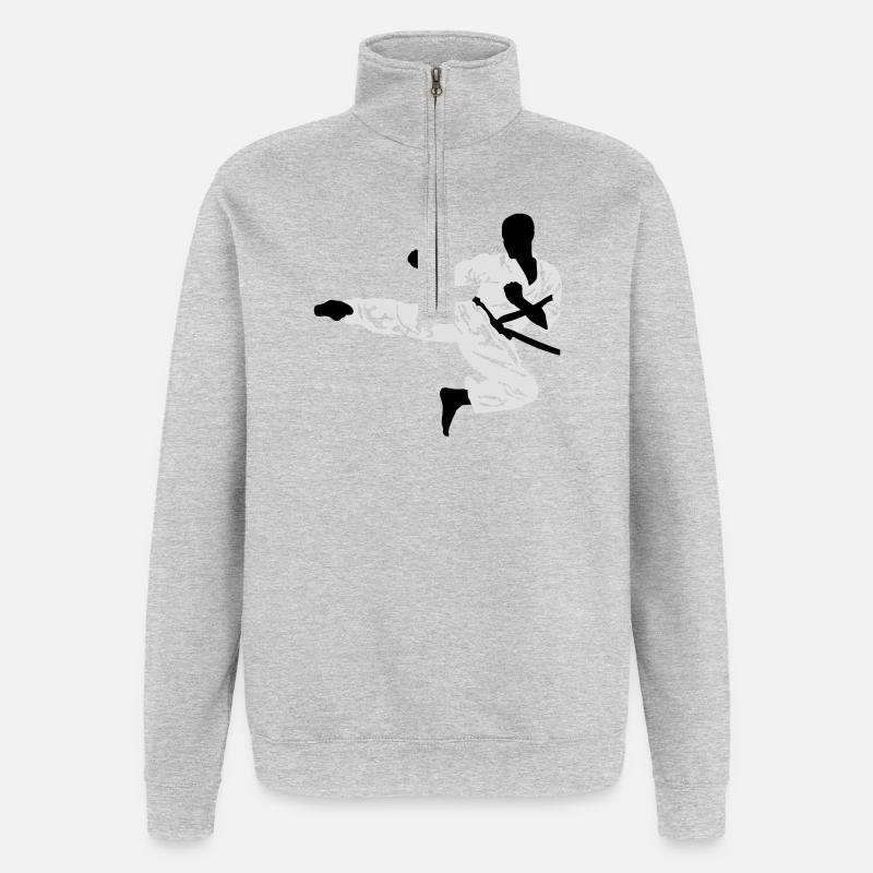 karate_3 - Sweat à zip 1/4 - gris chiné