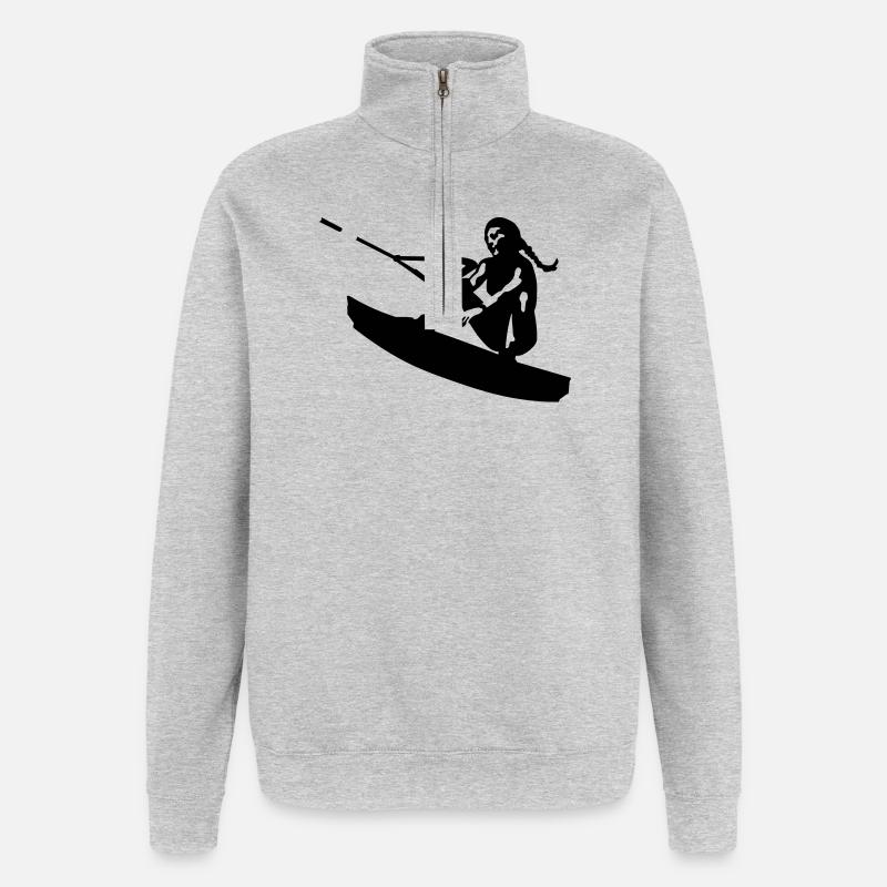 Wakeboarding - Quarter-Zip-Sweatshirt - Grau meliert