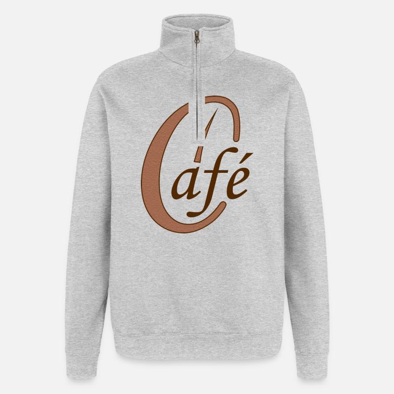 Kaffeebohne Café Kaffee - Quarter-Zip-Sweatshirt - Grau meliert