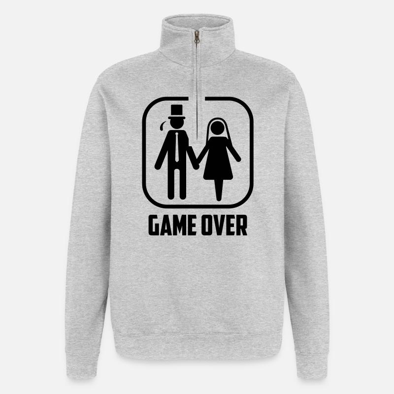 Junggesellen abschied game over Hochzeit - Quarter-Zip-Sweatshirt - Grau meliert