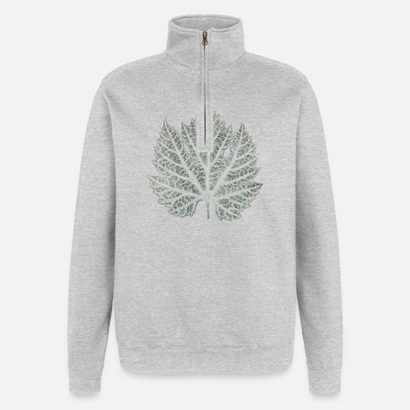 Grape Leaf / Nature Graphic Leaf - Quarter-Zip Sweatshirt - heather grey