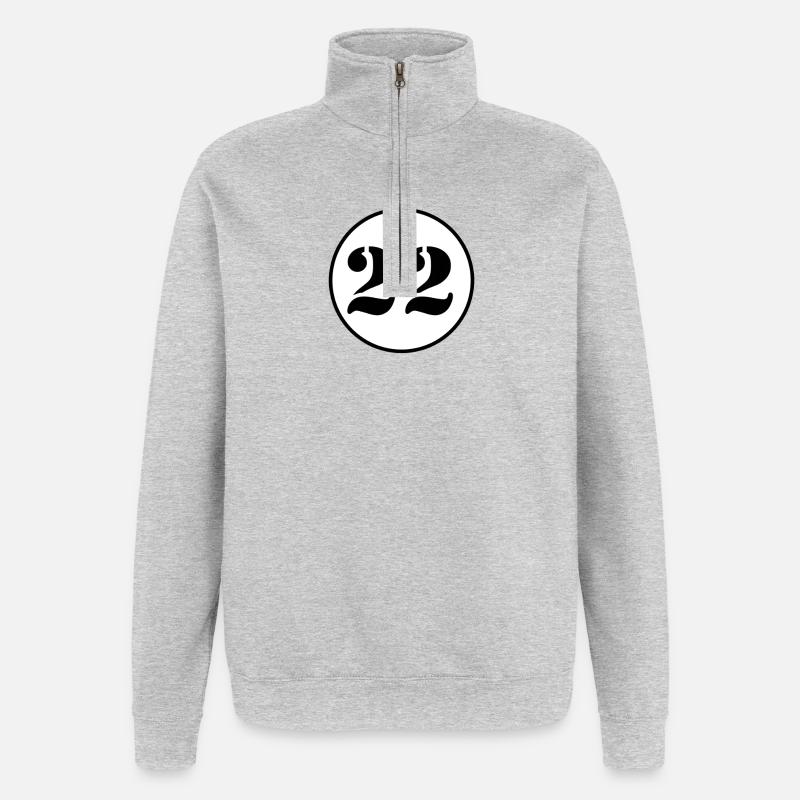 NUMÉRO 22 vingt-deux cadeau d'anniversaire - Sweat à zip 1/4 - gris chiné
