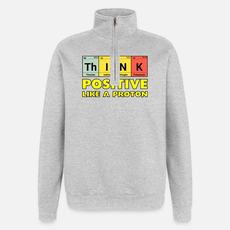 Penser positif, comme un proton - Sweat à zip 1/4 - gris chiné