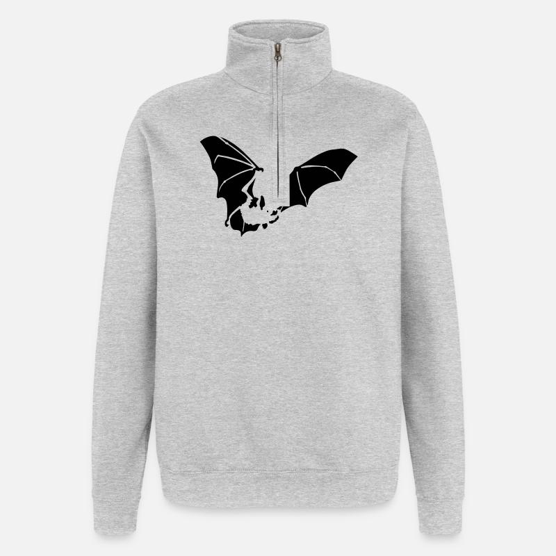 fledermaus - Sweat à zip 1/4 - gris chiné