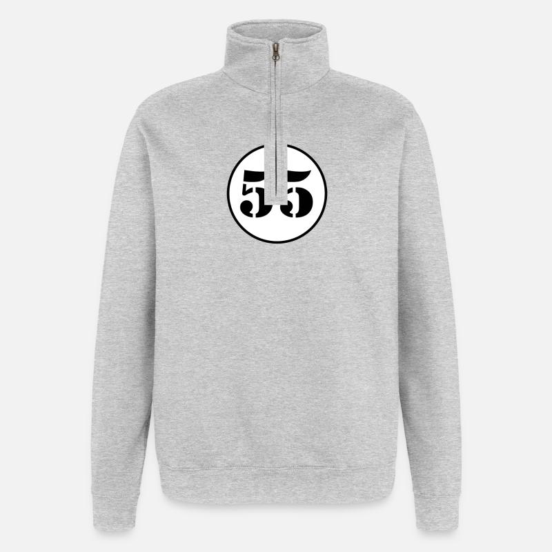 Numéro 55 cinquante-cinq cadeau d'anniversaire - Sweat à zip 1/4 - gris chiné