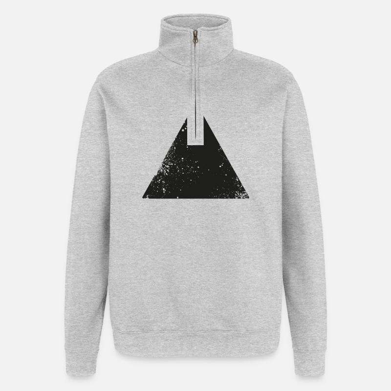 hipster triangle shape symbol - Quarter-Zip Sweatshirt - heather grey