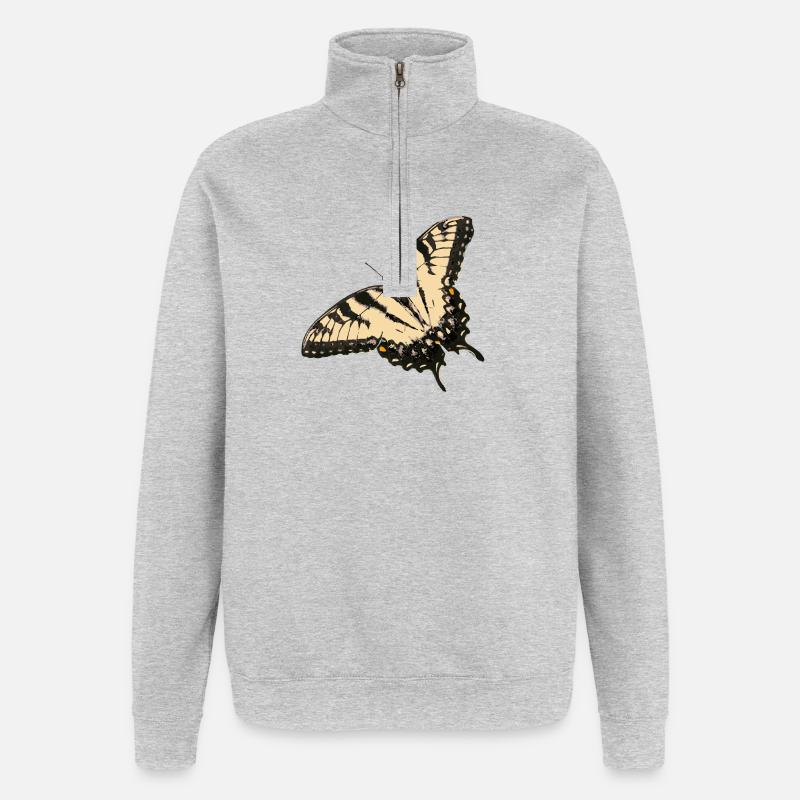 Illustration de papillon citron - Sweat à zip 1/4 - gris chiné