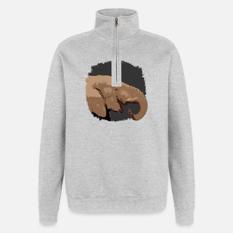 Elephant head with stylized look - Quarter-Zip Sweatshirt - heather grey