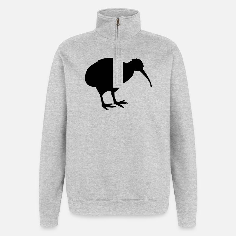 kiwibird neuseeland - Quarter-Zip-Sweatshirt - Grau meliert