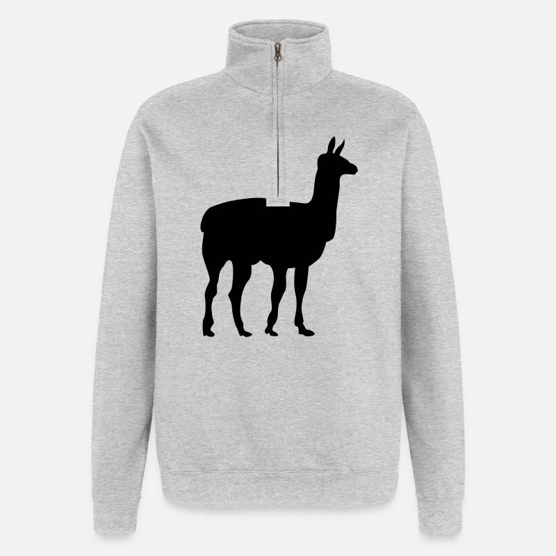 lama - Sweat à zip 1/4 - gris chiné
