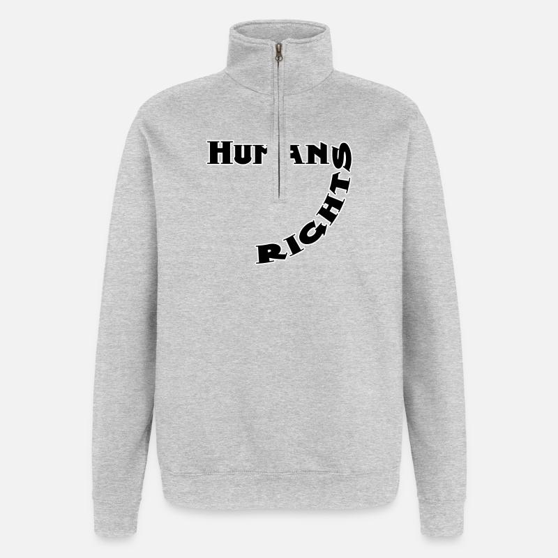 Human Rights Question Circle Motif - Quarter-Zip Sweatshirt - heather grey