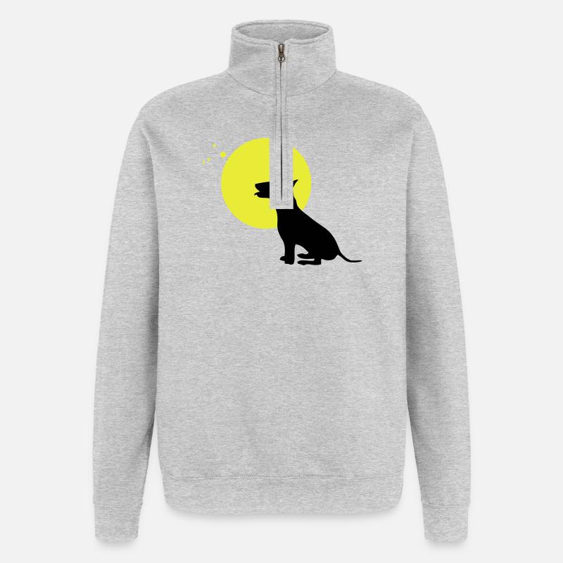 lune de chien de bull-terrier - Sweat à zip 1/4 - gris chiné