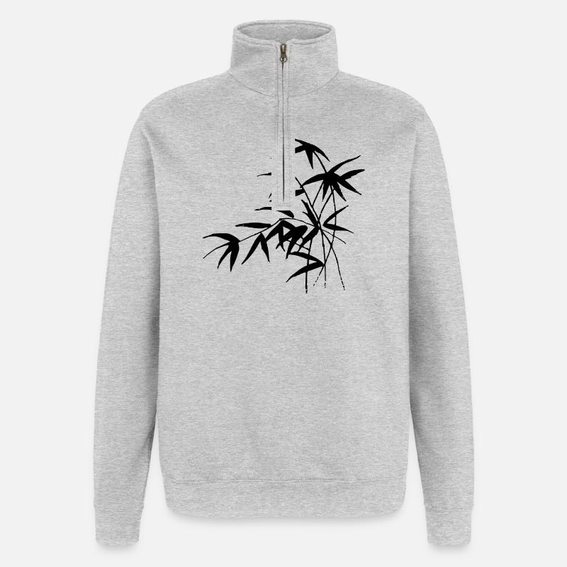 bambou - Sweat à zip 1/4 - gris chiné