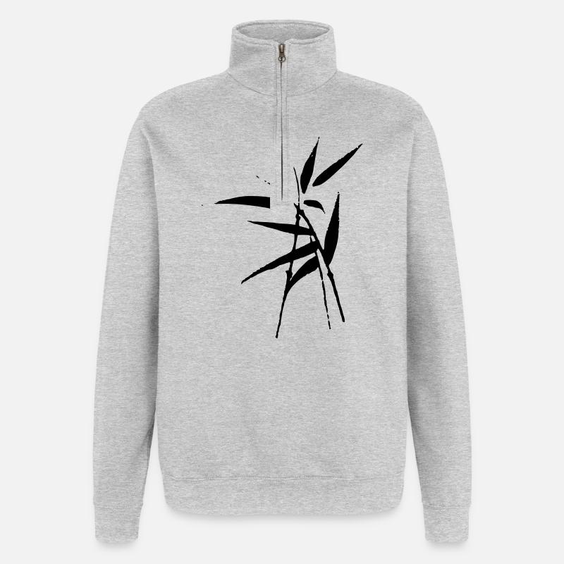 bambou - Sweat à zip 1/4 - gris chiné