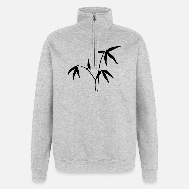 Bambus - Quarter-Zip-Sweatshirt - Grau meliert