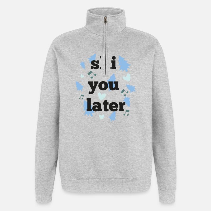 Ski dich später - Quarter-Zip-Sweatshirt - Grau meliert