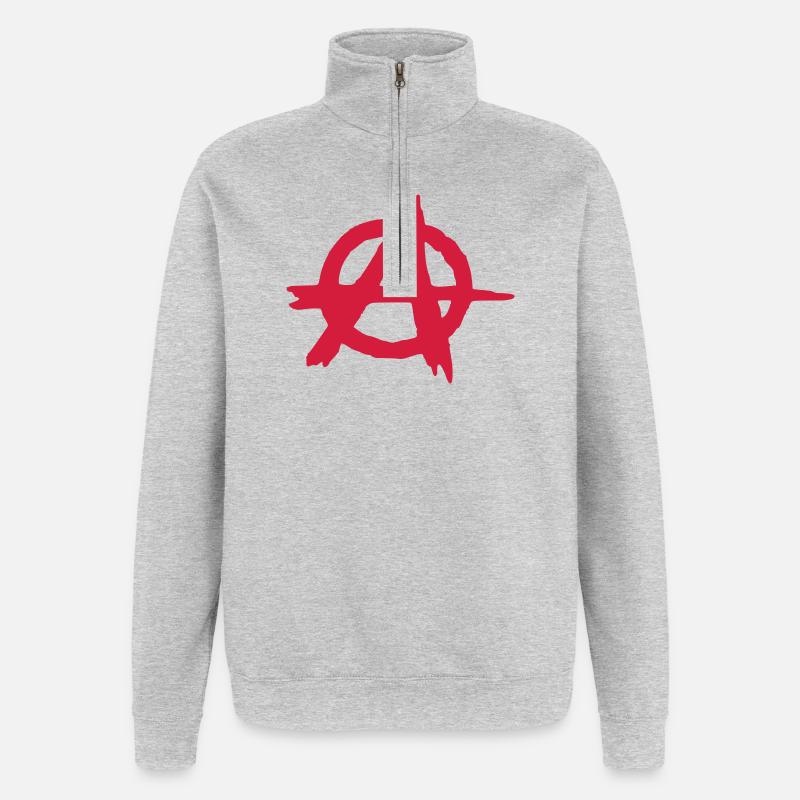 Anarchy - Sweat à zip 1/4 - gris chiné