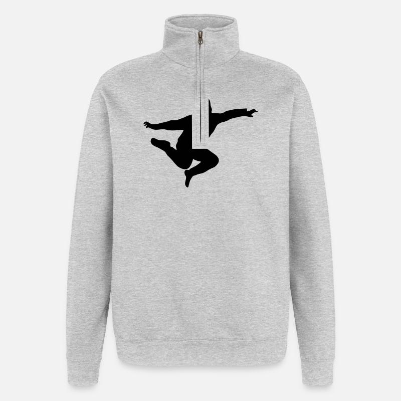 springender junge - Quarter-Zip-Sweatshirt - Grau meliert