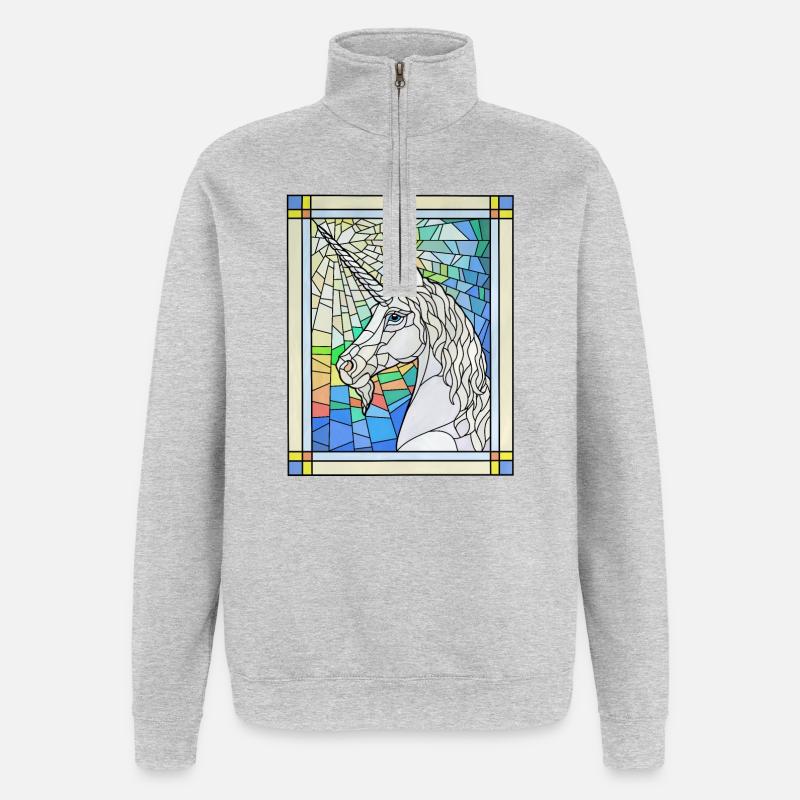 Einhorn in Glas - Quarter-Zip-Sweatshirt - Grau meliert