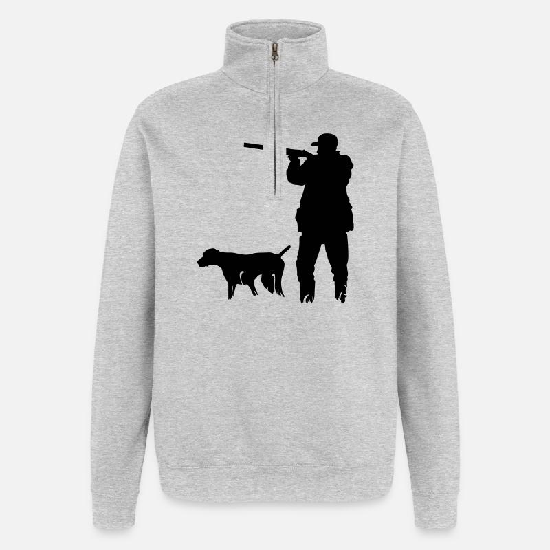 chasseur - Sweat à zip 1/4 - gris chiné