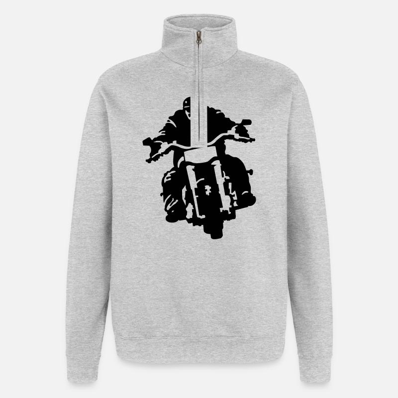 biker - Sweat à zip 1/4 - gris chiné