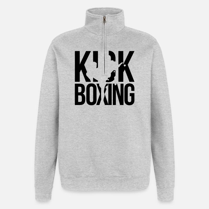 kick boxing kickboxen - Quarter-Zip-Sweatshirt - Grau meliert