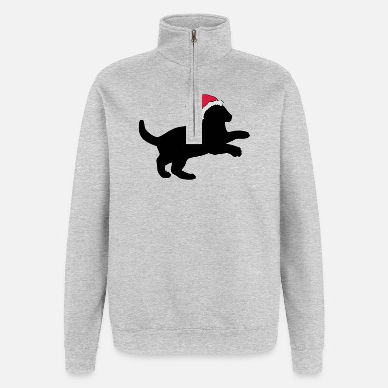 Kätzchen in einem Weihnachts-Hut. - Quarter-Zip-Sweatshirt - Grau meliert