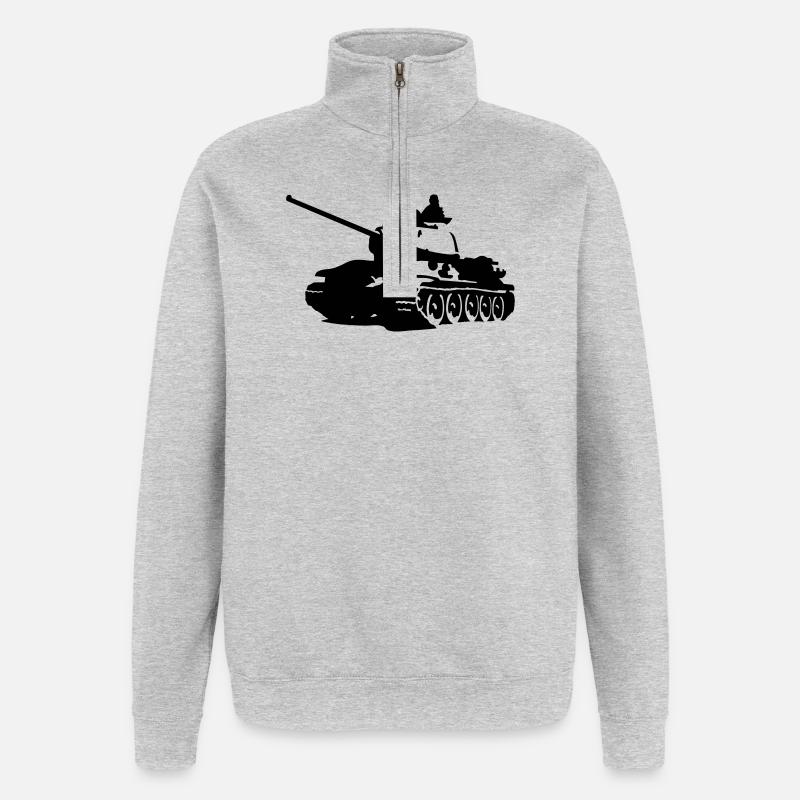 Panzer T-34 - Quarter-Zip-Sweatshirt - Grau meliert