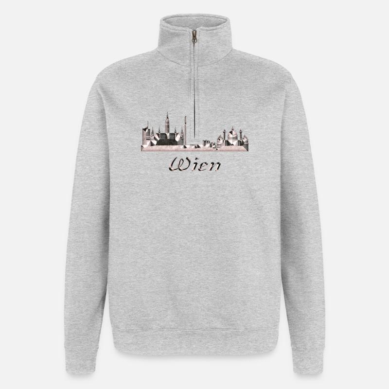 Wien - Quarter-Zip-Sweatshirt - Grau meliert