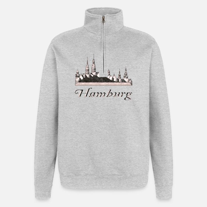 Hambourg - Sweat à zip 1/4 - gris chiné