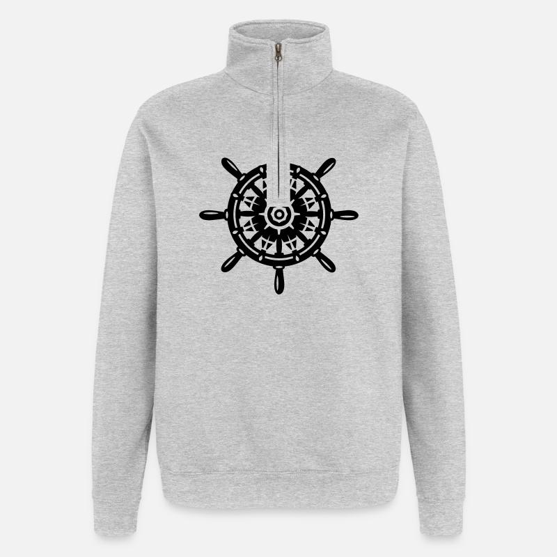 Une roue de bateau - Sweat à zip 1/4 - gris chiné