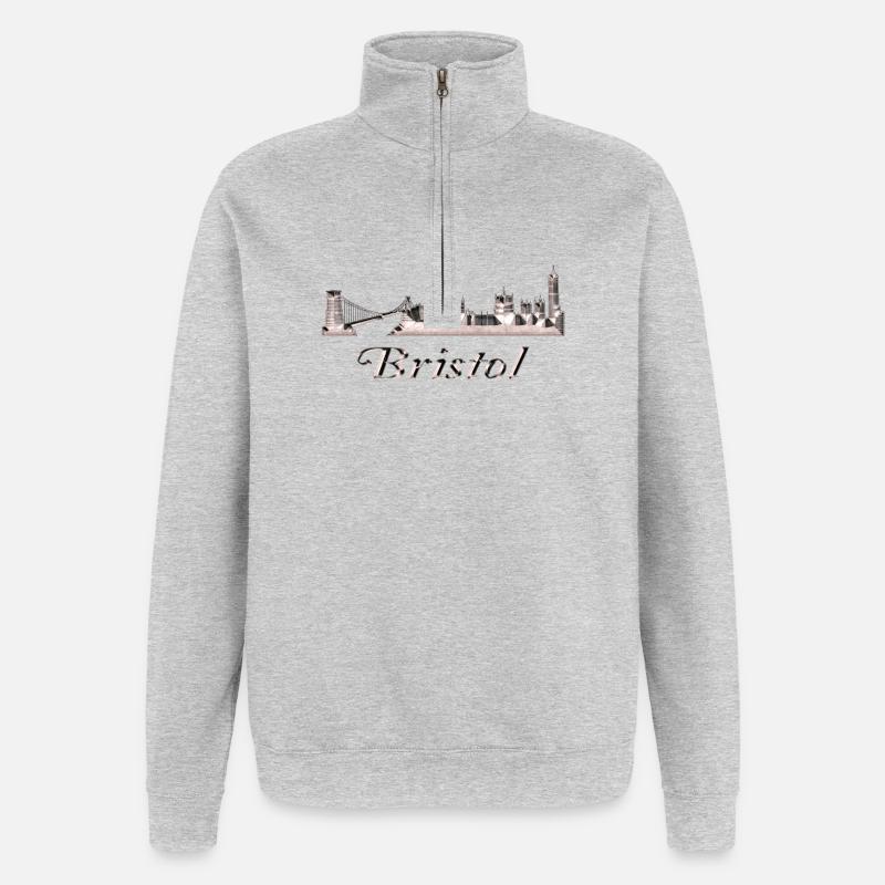 Bristol - Sweat à zip 1/4 - gris chiné