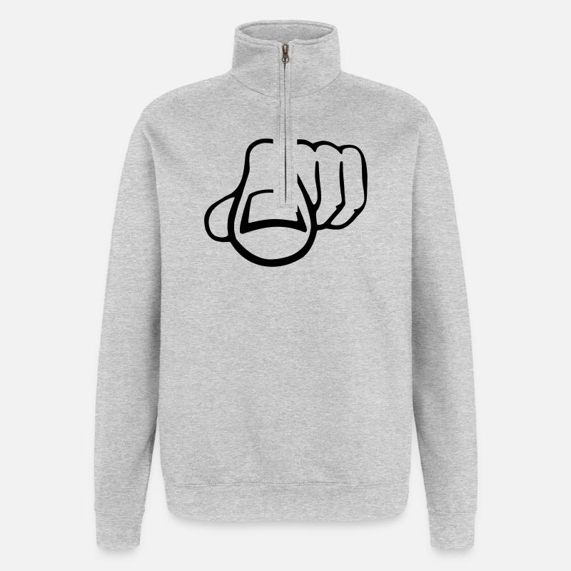 doigt - Sweat à zip 1/4 - gris chiné