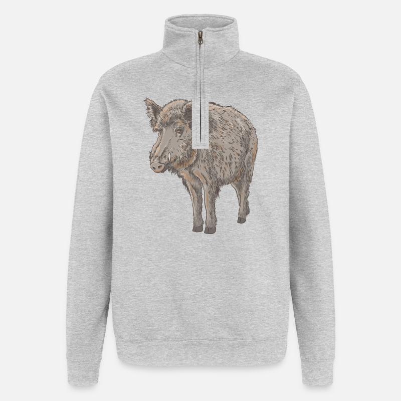 Boar - Sweat à zip 1/4 - gris chiné