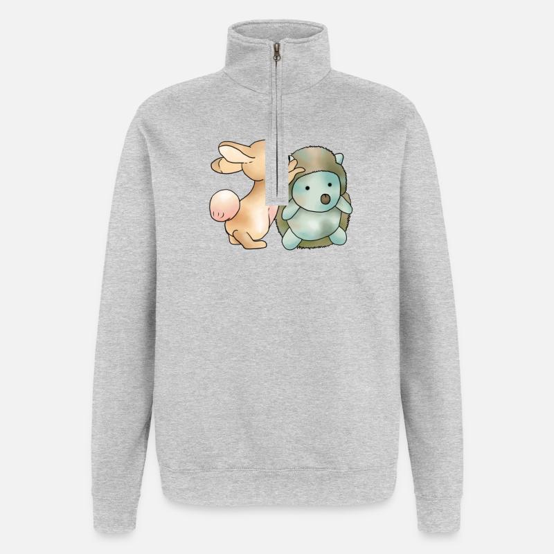 Hase und Igel - Quarter-Zip-Sweatshirt - Grau meliert