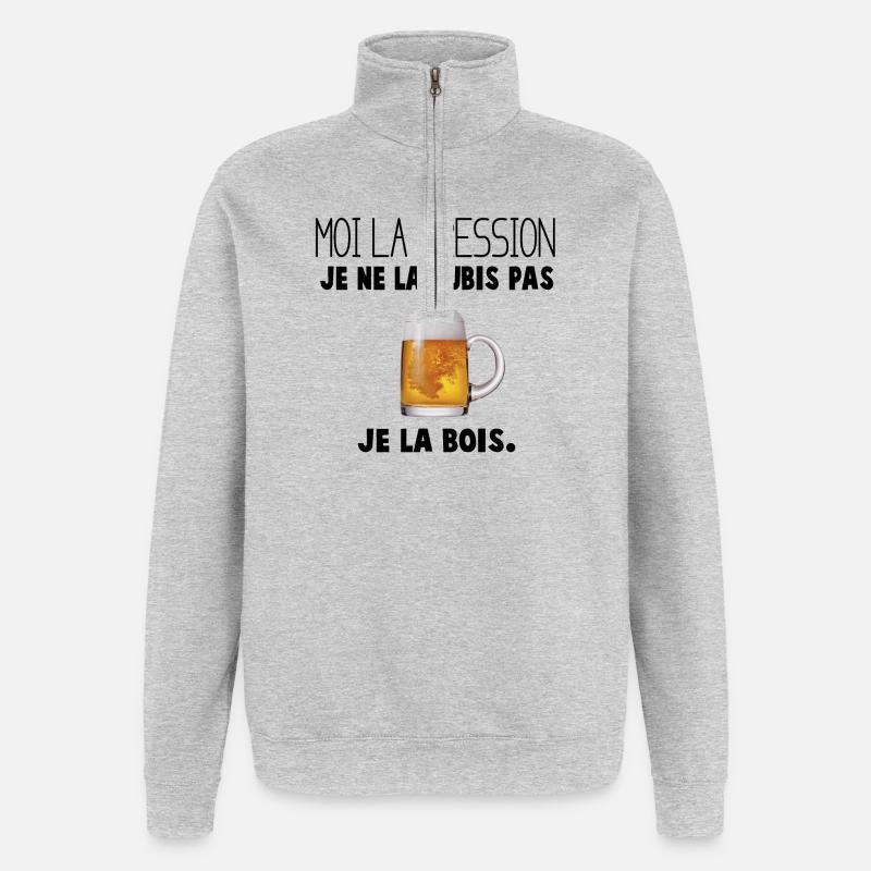 Mug à Biere Conception Unique - Sweat à zip 1/4 - gris chiné